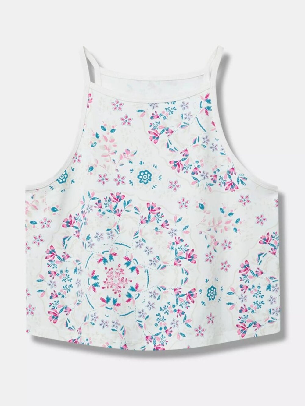 Torrid Foxy High‑Neck Crop Top — Wildflower Mandala Cloud Dancer — Size 2